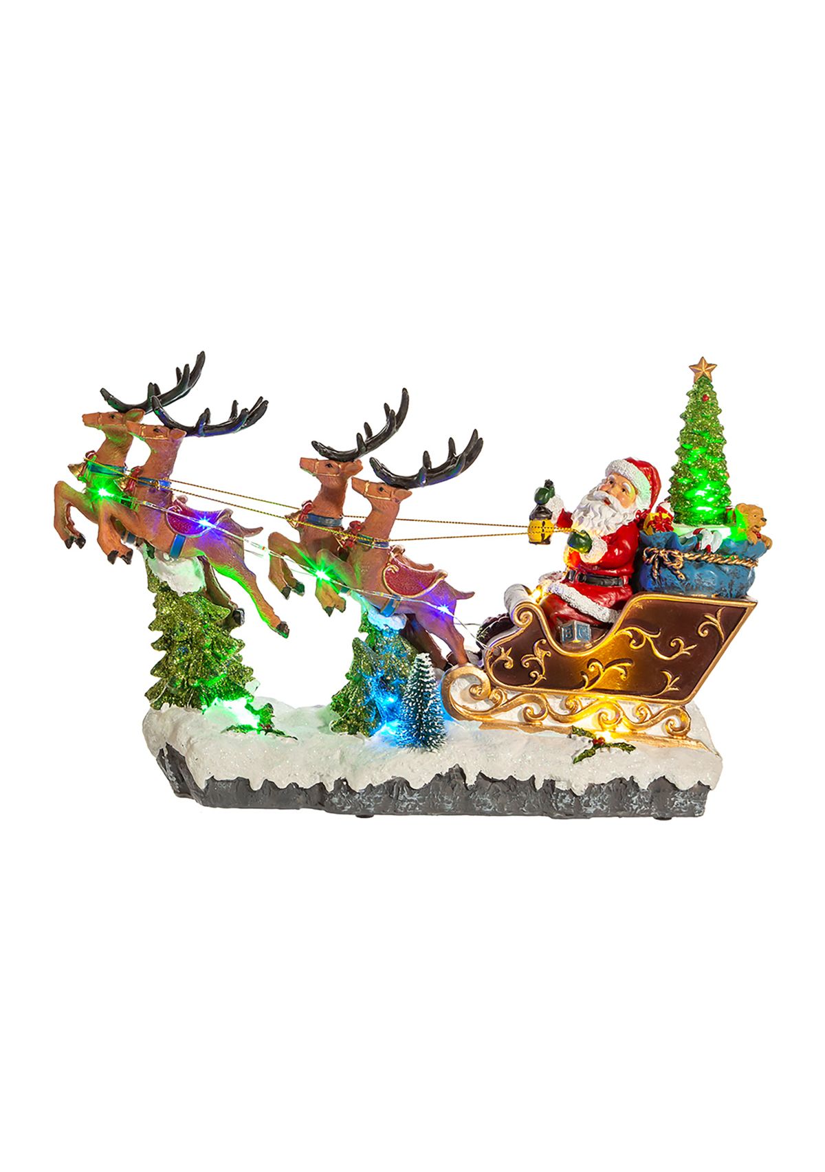 8.7-Inch Battery-Operated LED Musical Santa and Sleigh Table Piece