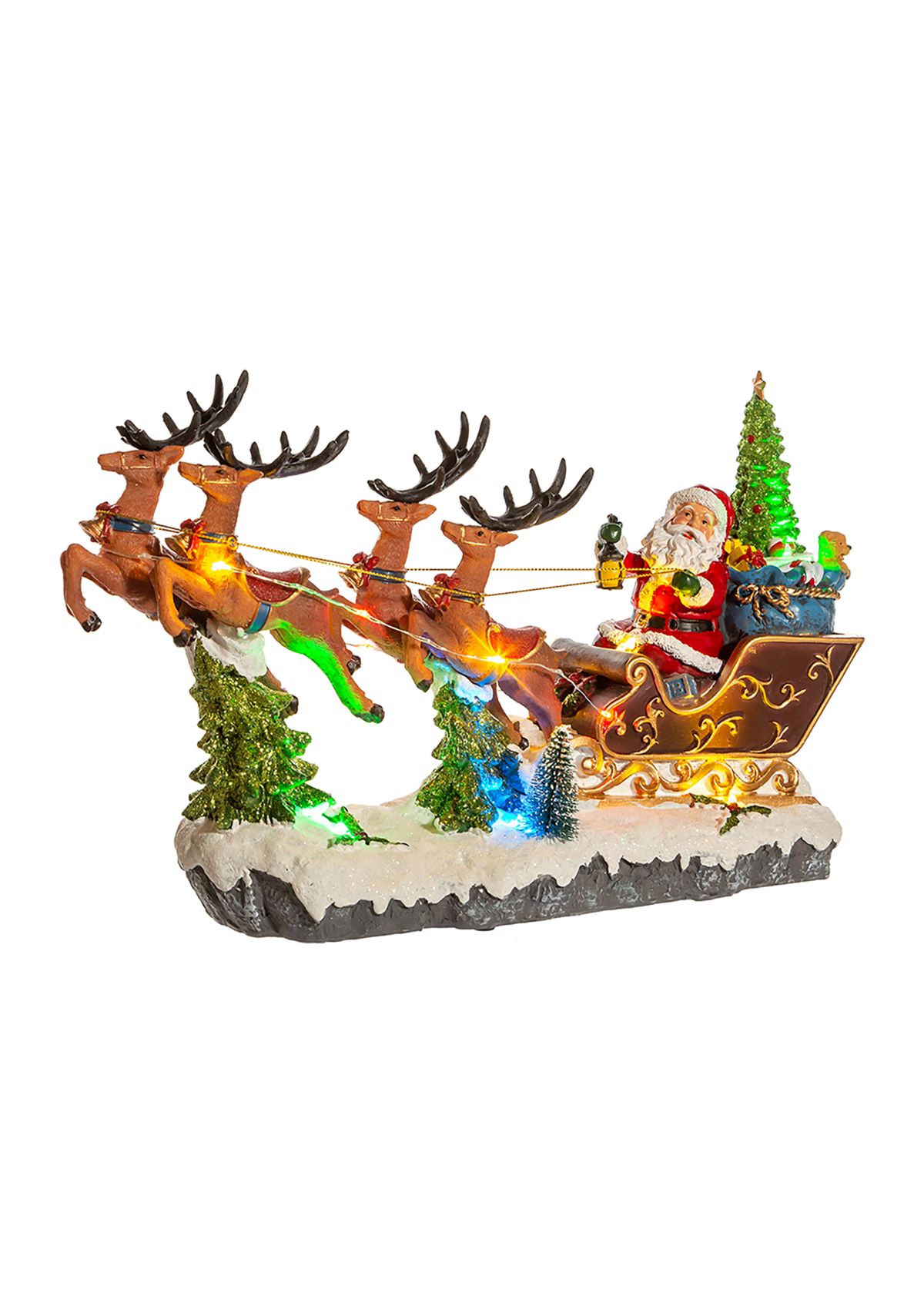8.7-Inch Battery-Operated LED Musical Santa and Sleigh Table Piece
