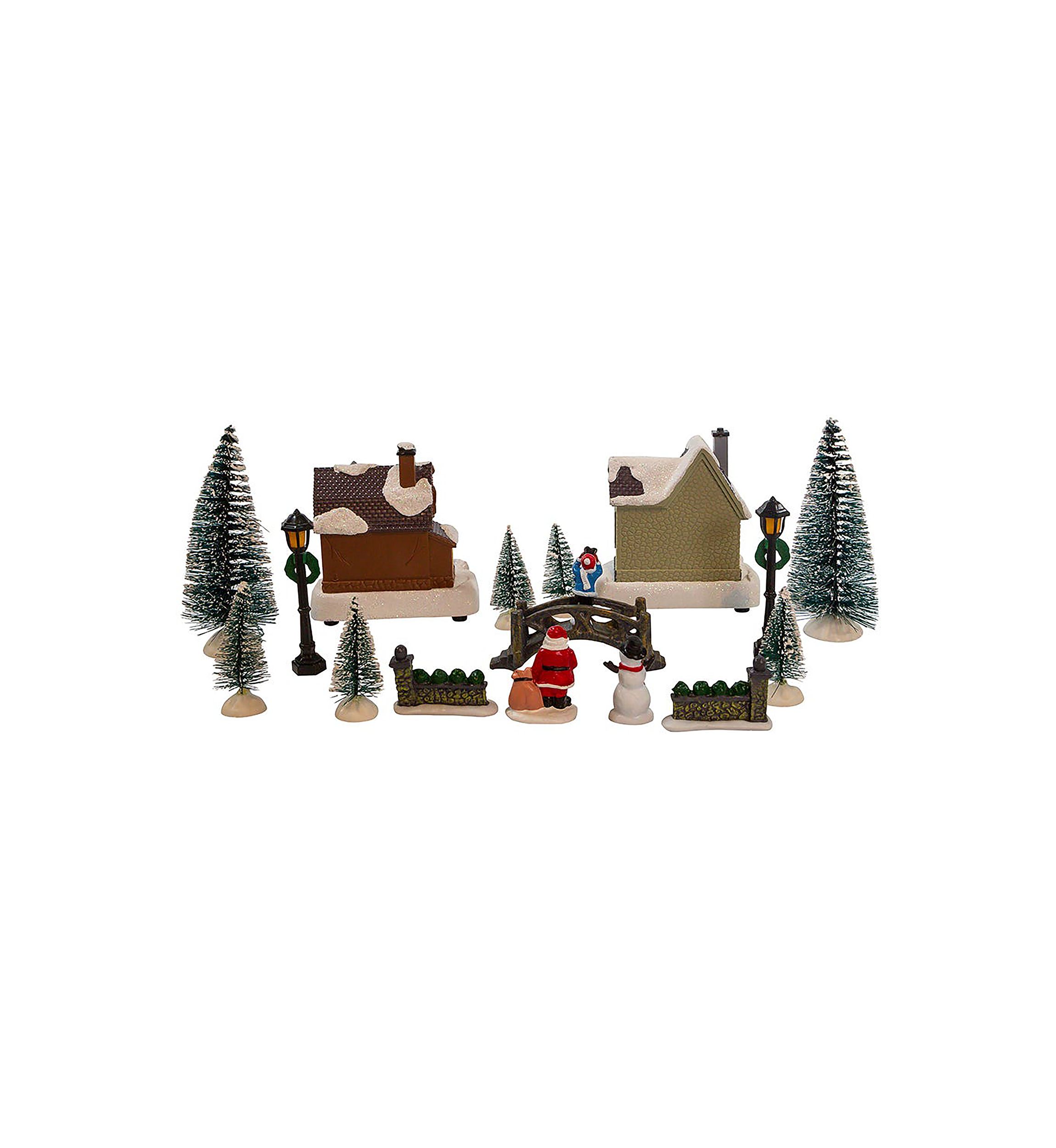 5-Inch Battery Operated Lit Christmas Village 17 Piece Set