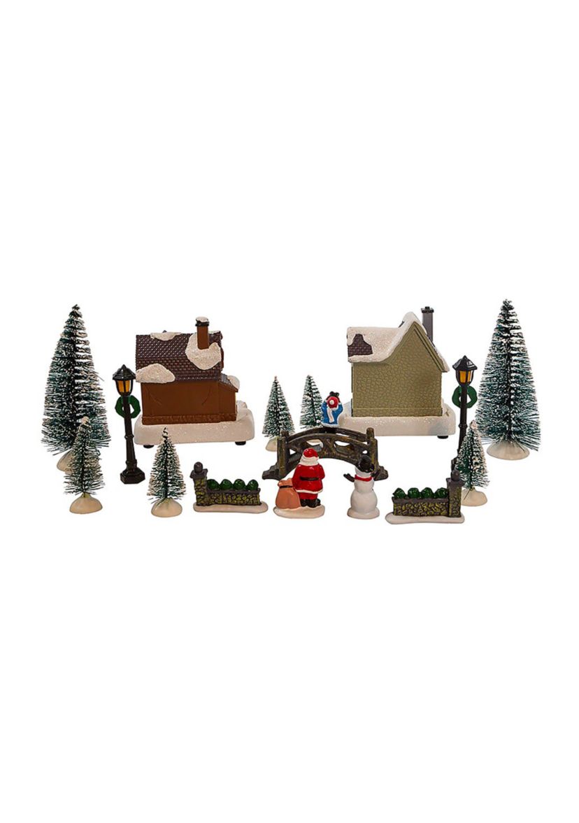 5-Inch Battery Operated Lit Christmas Village 17 Piece Set