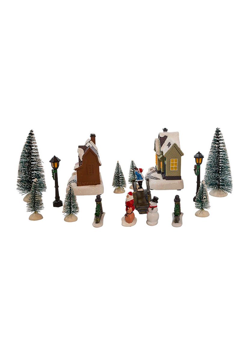 5-Inch Battery Operated Lit Christmas Village 17 Piece Set