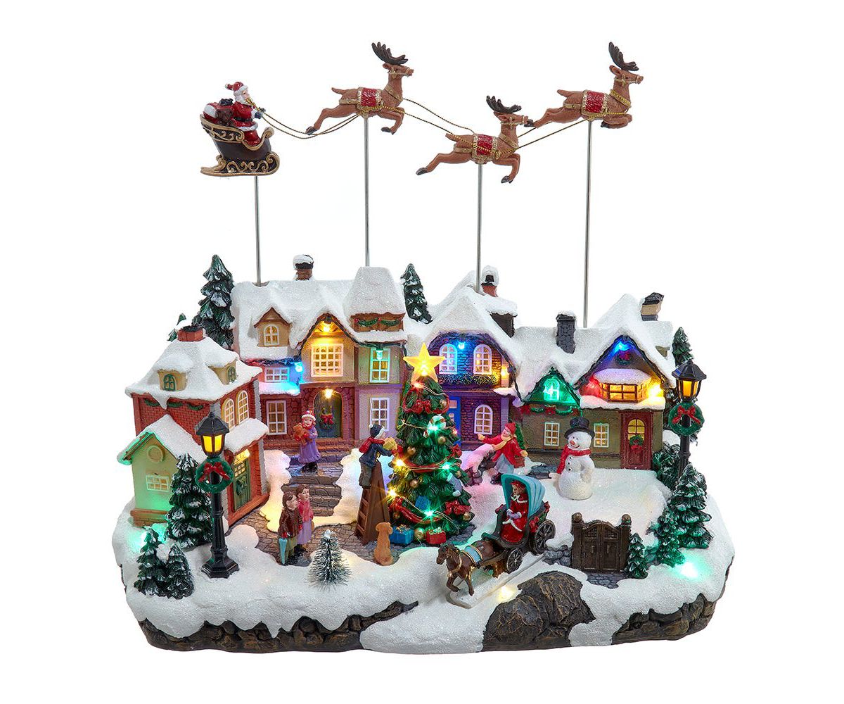 Kurt Adler 7.3-Inch Multicolored LED Lighted Musical Santa and Sleigh Table Piece