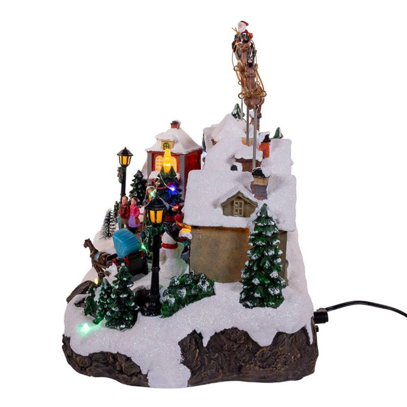 Kurt Adler 7.3-Inch Multicolored LED Lighted Musical Santa and Sleigh Table Piece