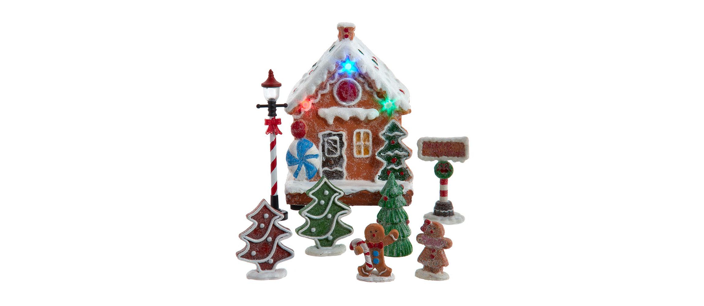 Kurt Adler 1.6-5.1-Inch Battery Operated Multicolor LED Lighted Gingerbread House Set