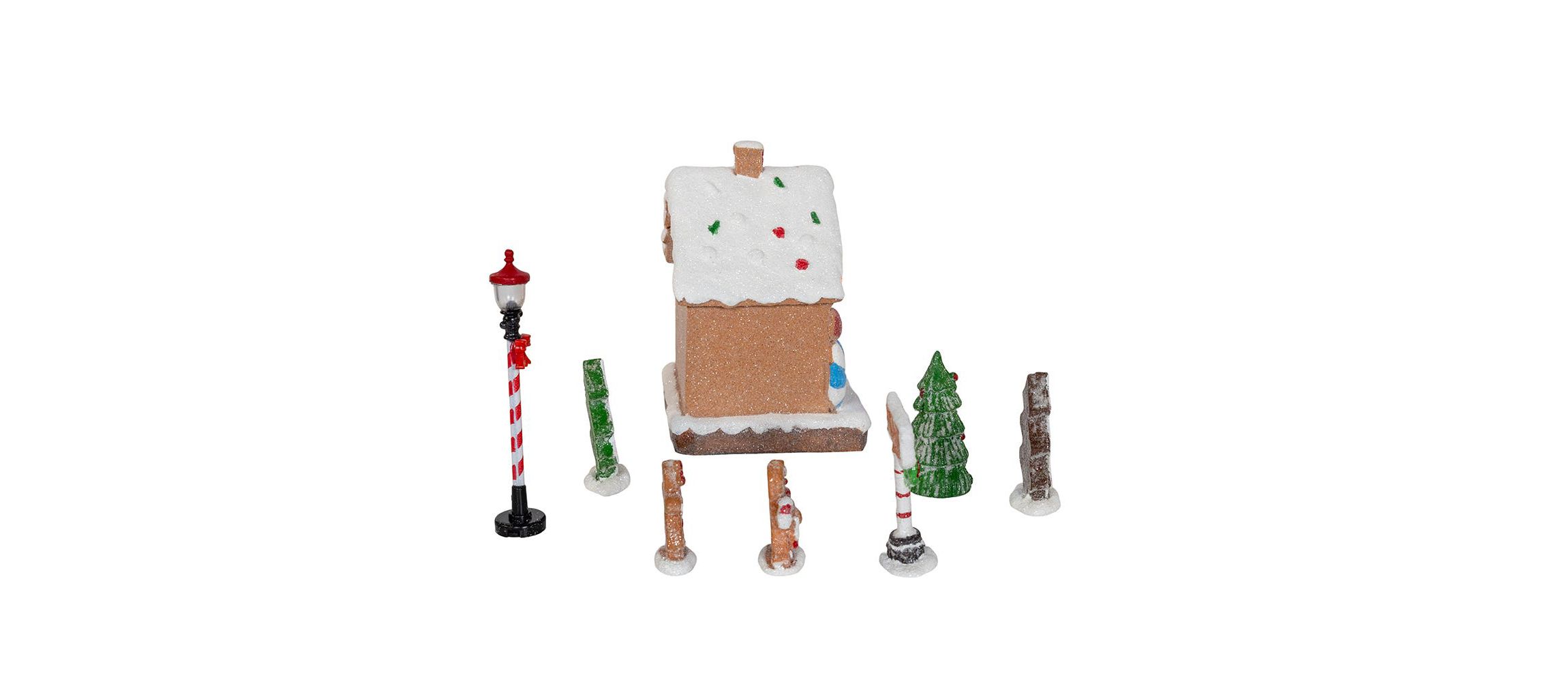 Kurt Adler 1.6-5.1-Inch Battery Operated Multicolor LED Lighted Gingerbread House Set