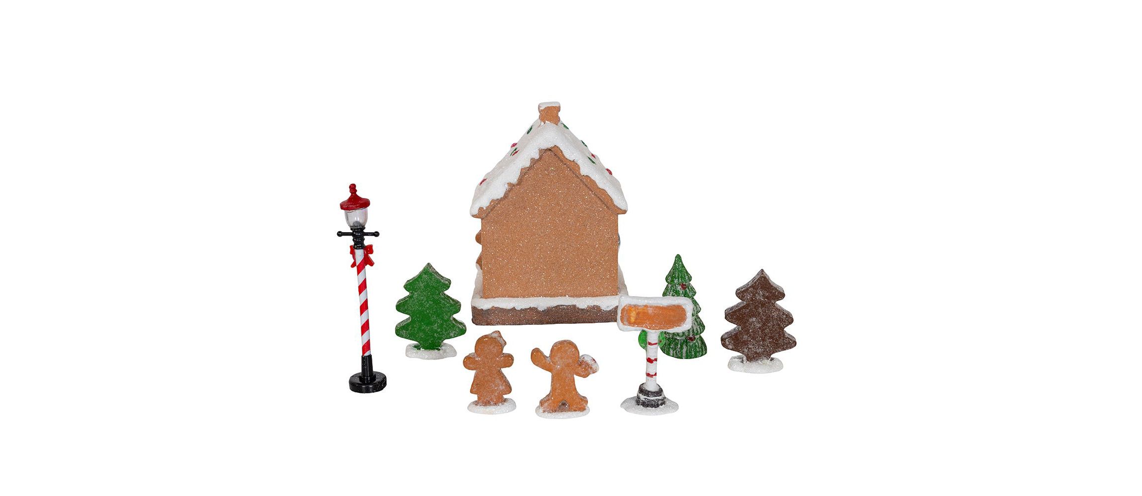 Kurt Adler 1.6-5.1-Inch Battery Operated Multicolor LED Lighted Gingerbread House Set