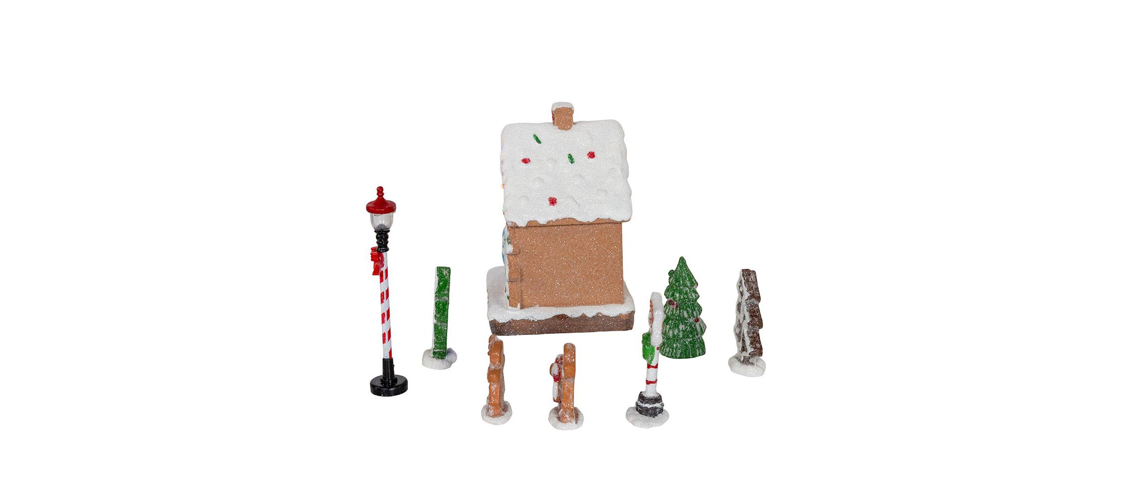 Kurt Adler 1.6-5.1-Inch Battery Operated Multicolor LED Lighted Gingerbread House Set