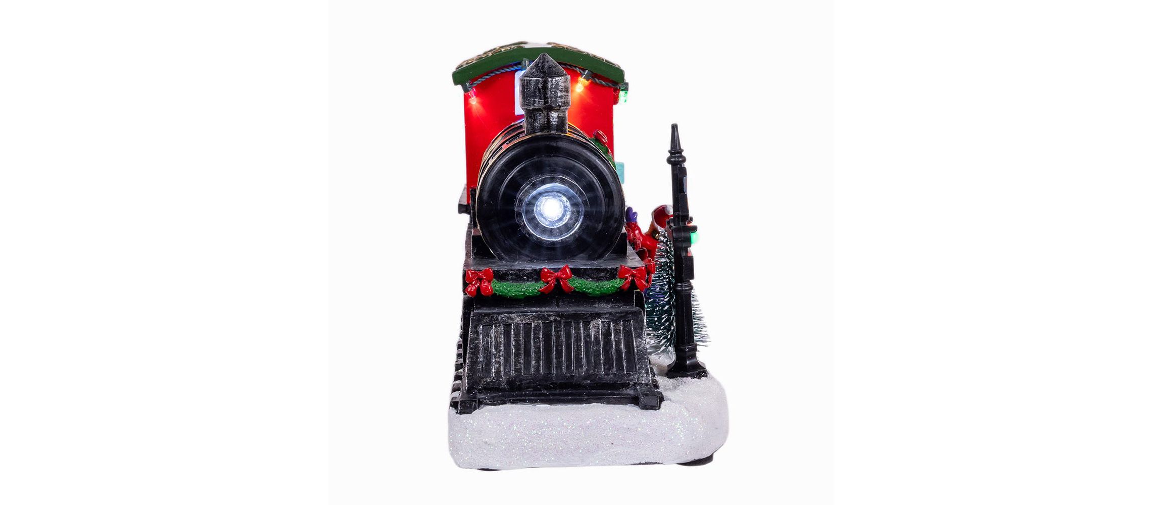 Kurt Adler 5.3-Inch Battery Operated Lighted Musical Santa Train Table Piece