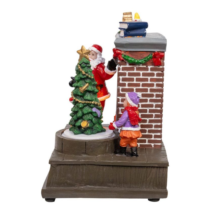 Battery Operated Animated Fireplace Scene with Santa and Tree