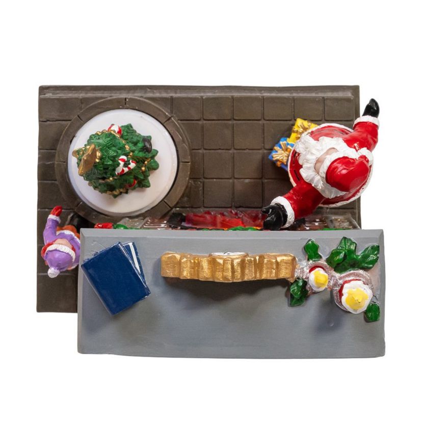 Battery Operated Animated Fireplace Scene with Santa and Tree