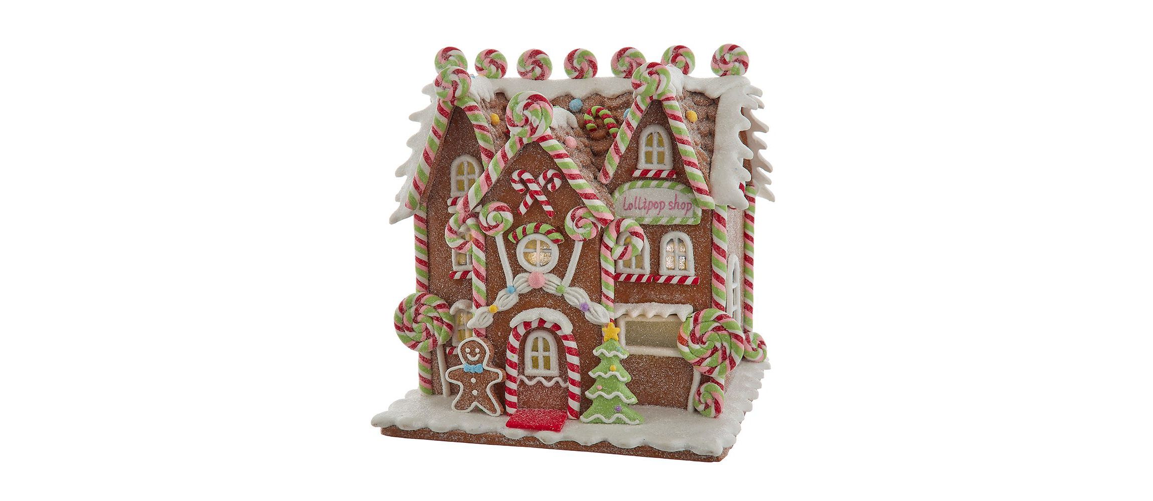 Kurt Adler 8.46-Inch Battery Operated LED Lighted Gingerbread Lollipop Shop