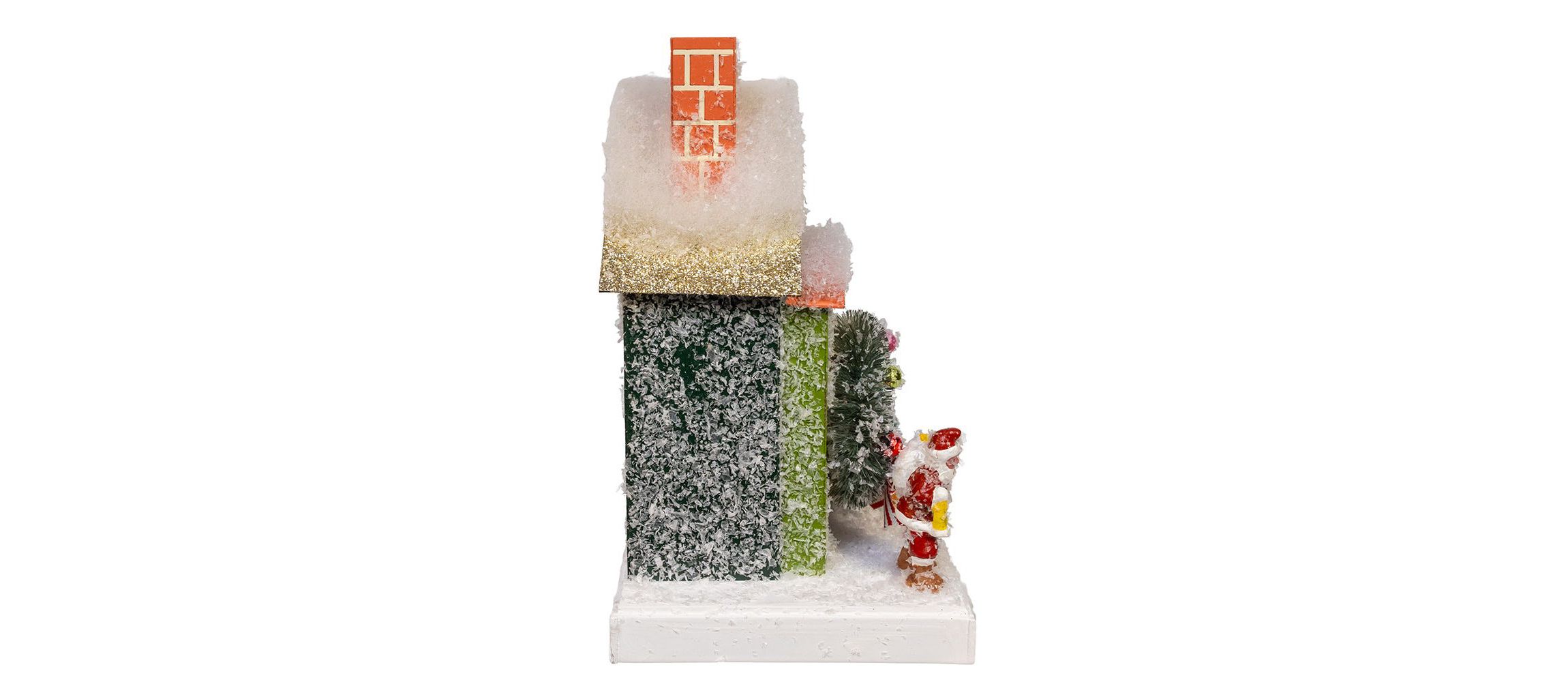7.5-Inch Battery Operated LED Lighted Green Paper House Table Piece