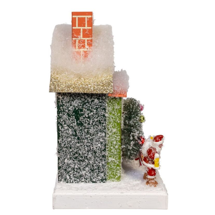 7.5-Inch Battery Operated LED Lighted Green Paper House Table Piece