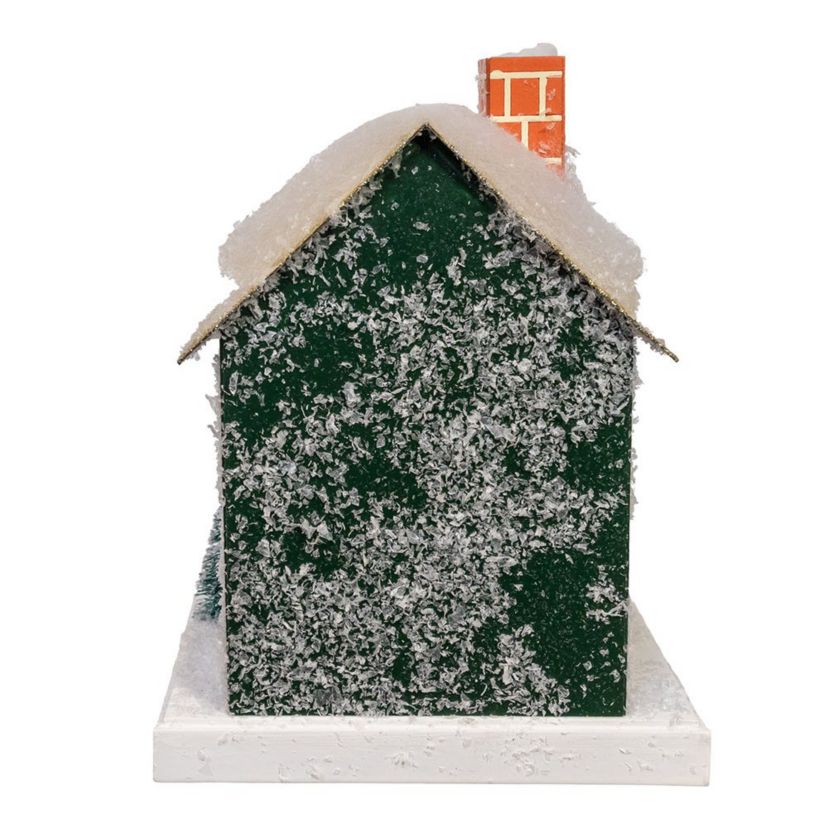 7.5-Inch Battery Operated LED Lighted Green Paper House Table Piece