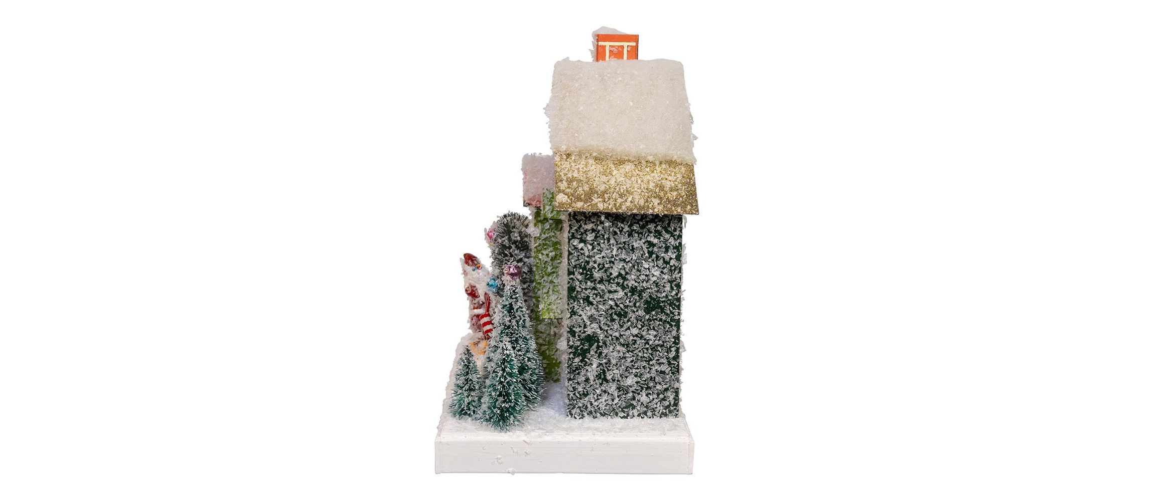 7.5-Inch Battery Operated LED Lighted Green Paper House Table Piece