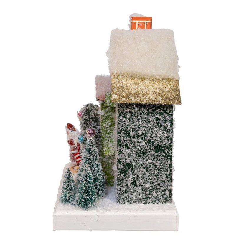 7.5-Inch Battery Operated LED Lighted Green Paper House Table Piece