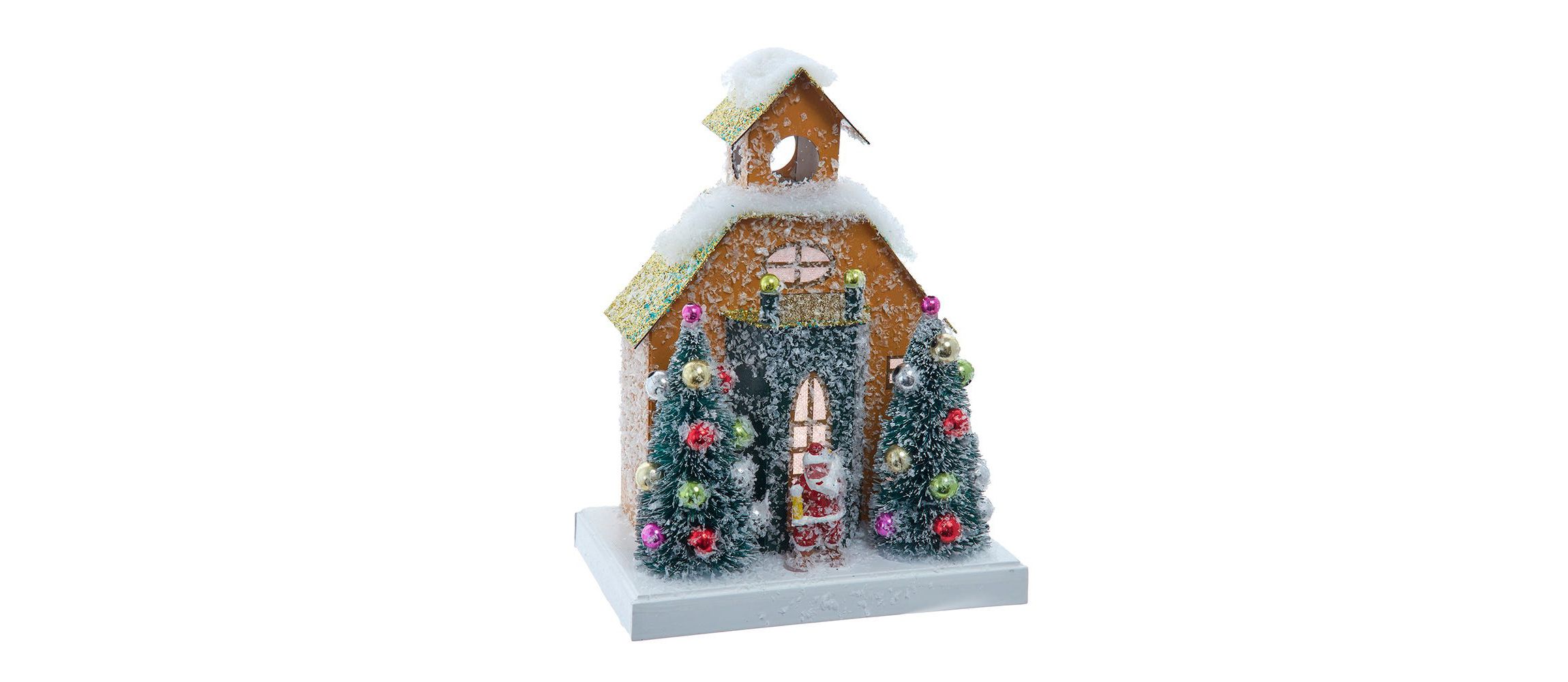 8.75-Inch Battery Operated LED Lighted Gold Paper House Table Piece
