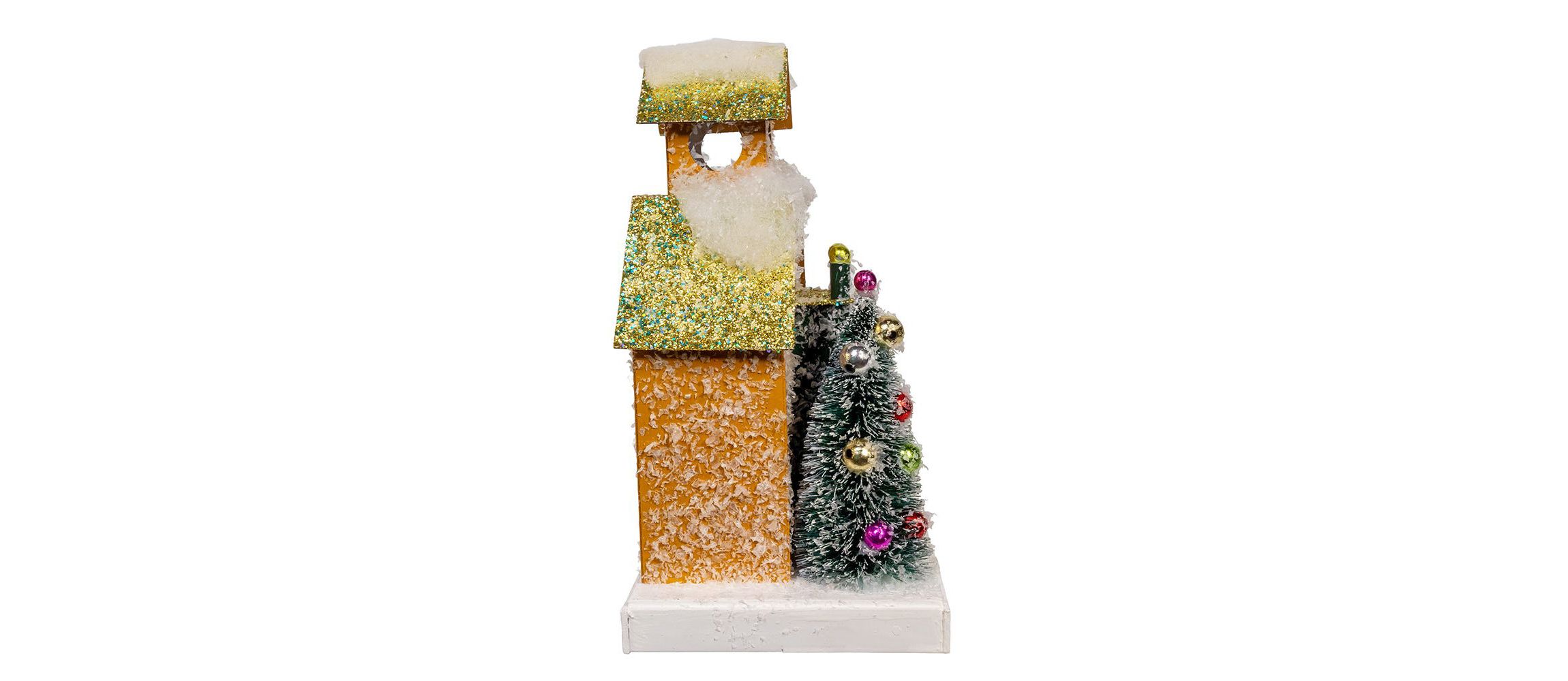 8.75-Inch Battery Operated LED Lighted Gold Paper House Table Piece
