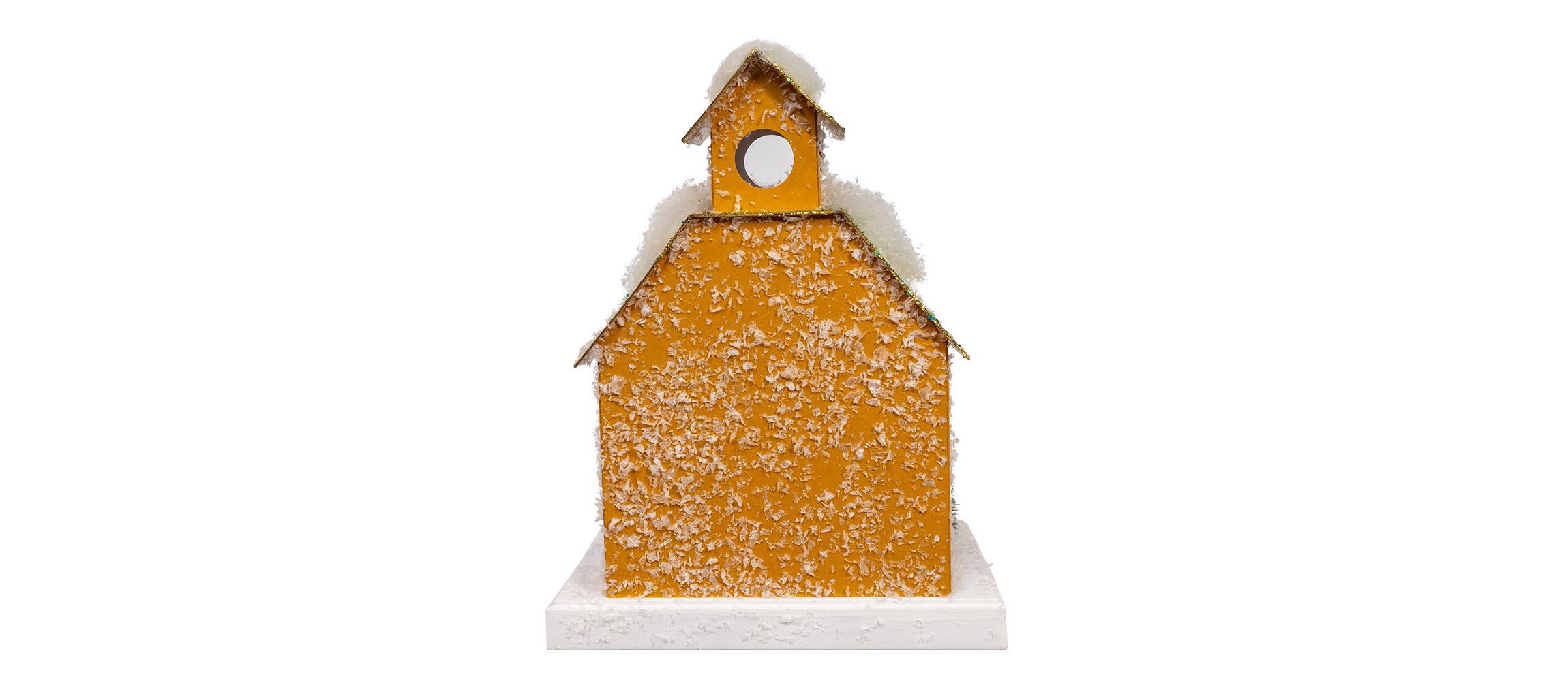 8.75-Inch Battery Operated LED Lighted Gold Paper House Table Piece