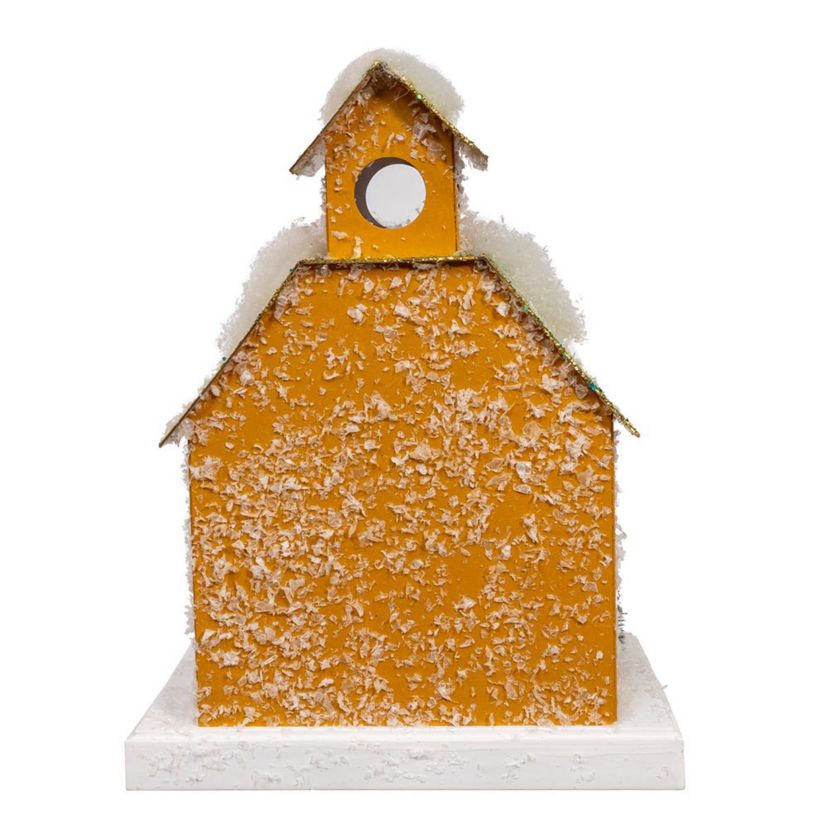 8.75-Inch Battery Operated LED Lighted Gold Paper House Table Piece