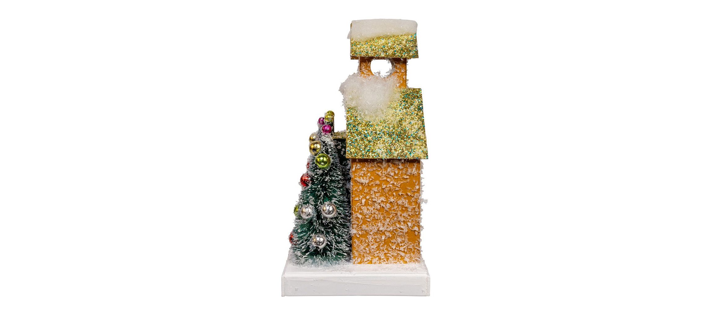 8.75-Inch Battery Operated LED Lighted Gold Paper House Table Piece