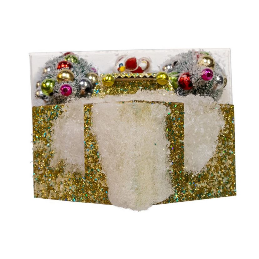 8.75-Inch Battery Operated LED Lighted Gold Paper House Table Piece