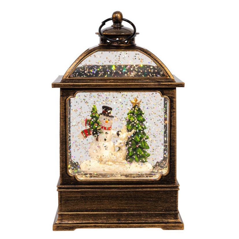 6.54-Inch Battery Operated LED Snowman Water Lantern