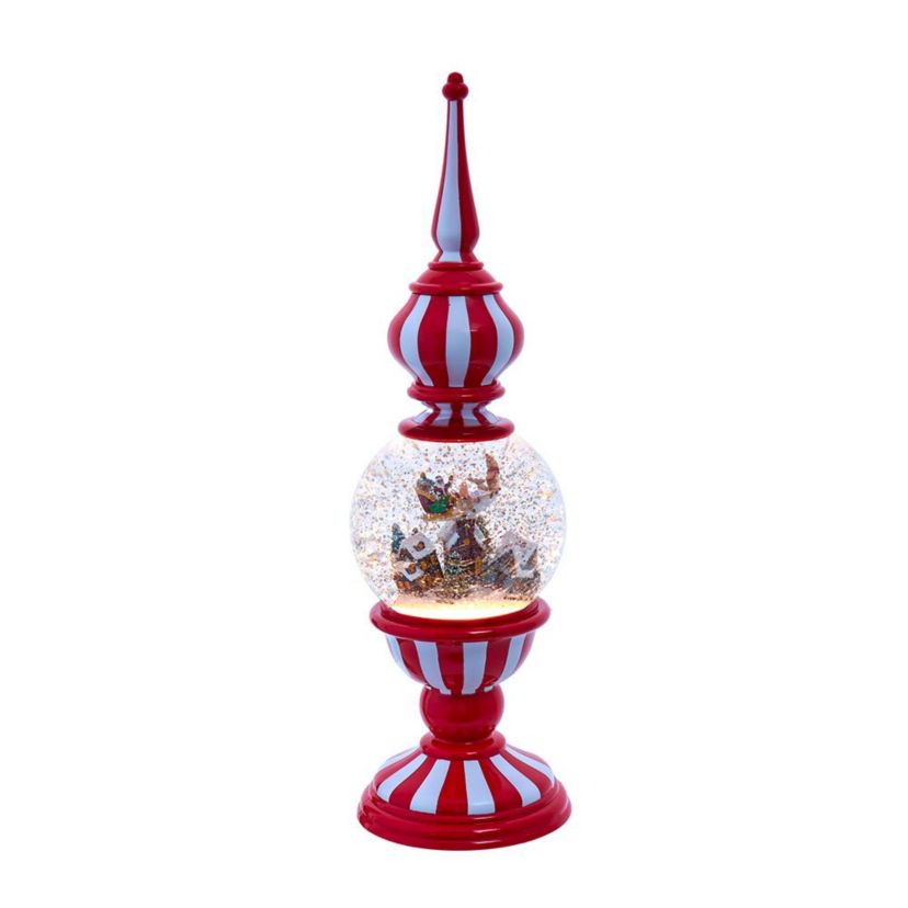 16-Inch Battery Operated Lighted Tower with Santa Scene Village