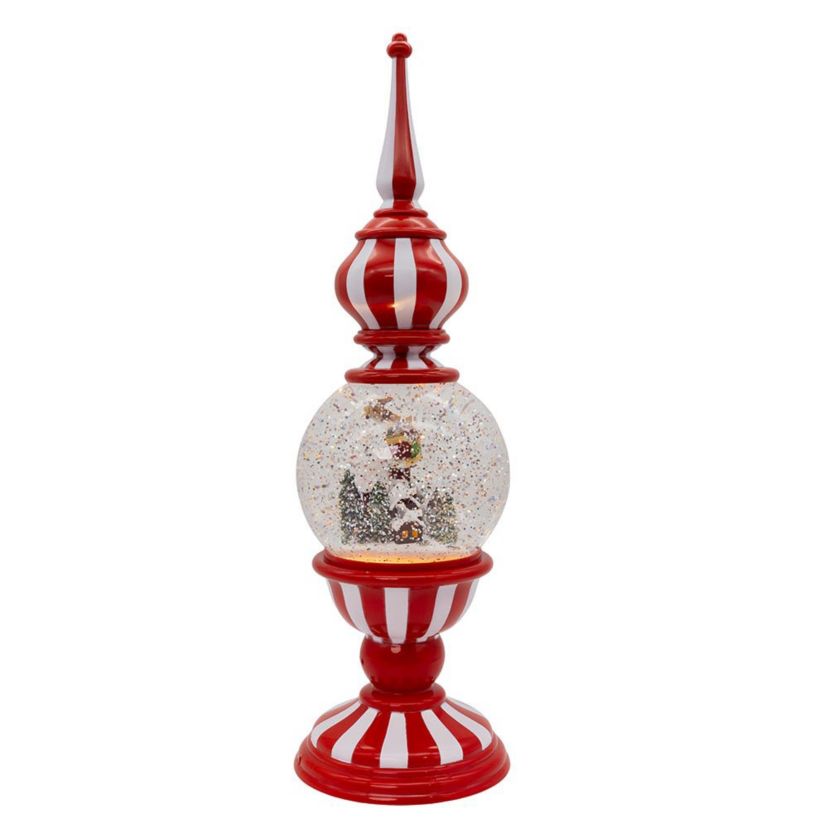 16-Inch Battery Operated Lighted Tower with Santa Scene Village