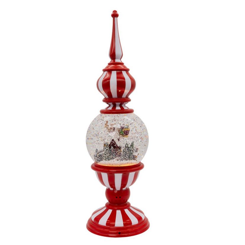 16-Inch Battery Operated Lighted Tower with Santa Scene Village