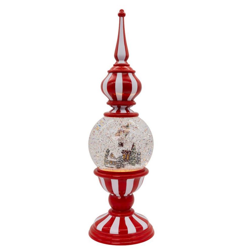16-Inch Battery Operated Lighted Tower with Santa Scene Village