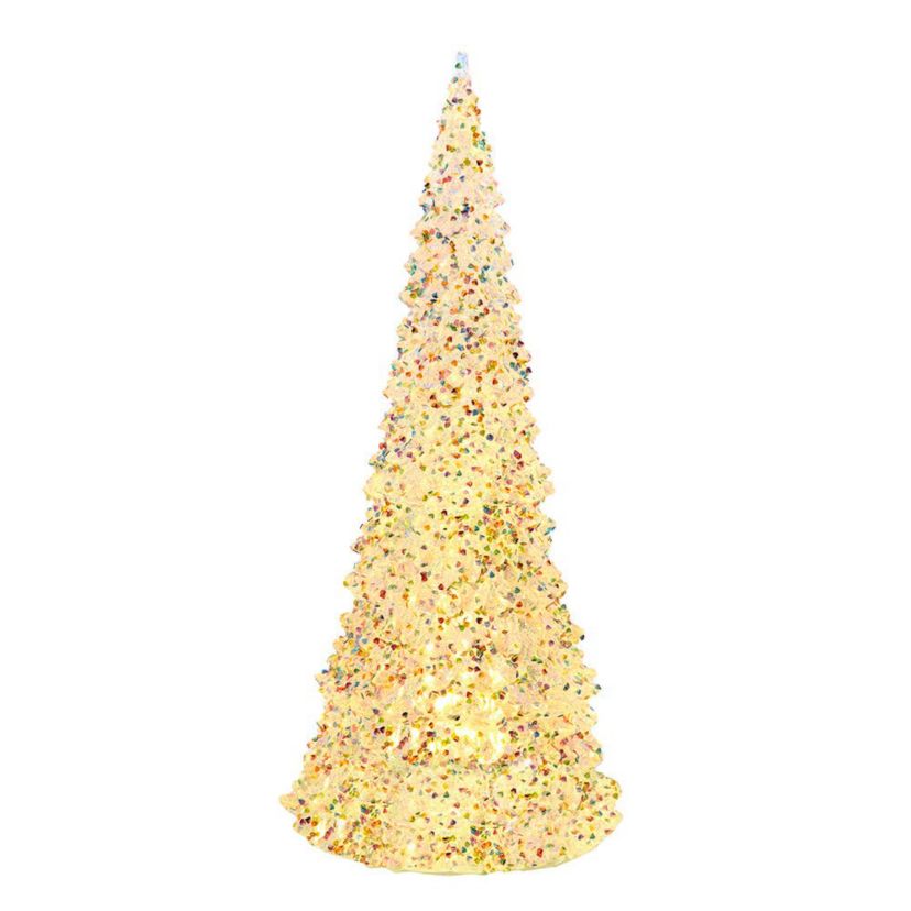 15.5-Inch Battery Operated LED Silver Iridescent Tabletop Christmas Tree