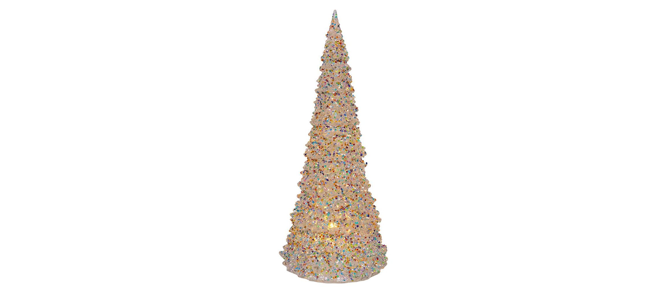 15.5-Inch Battery Operated LED Silver Iridescent Tabletop Christmas Tree
