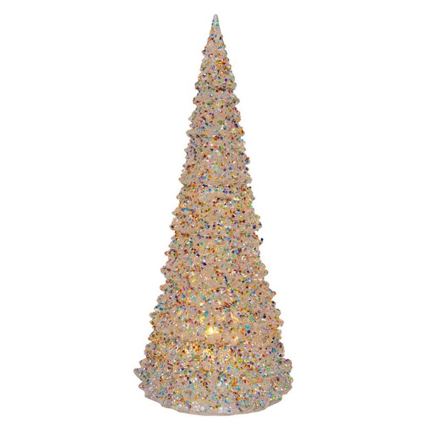 15.5-Inch Battery Operated LED Silver Iridescent Tabletop Christmas Tree