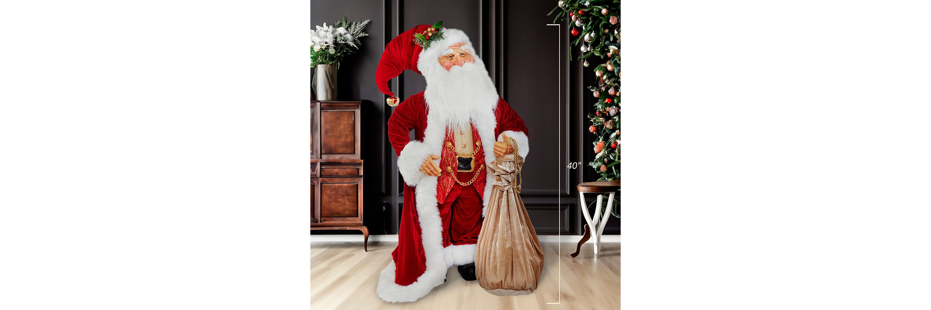 Kurt Adler 40-Inch Jacqueline Kent Traditional Santa With Bag