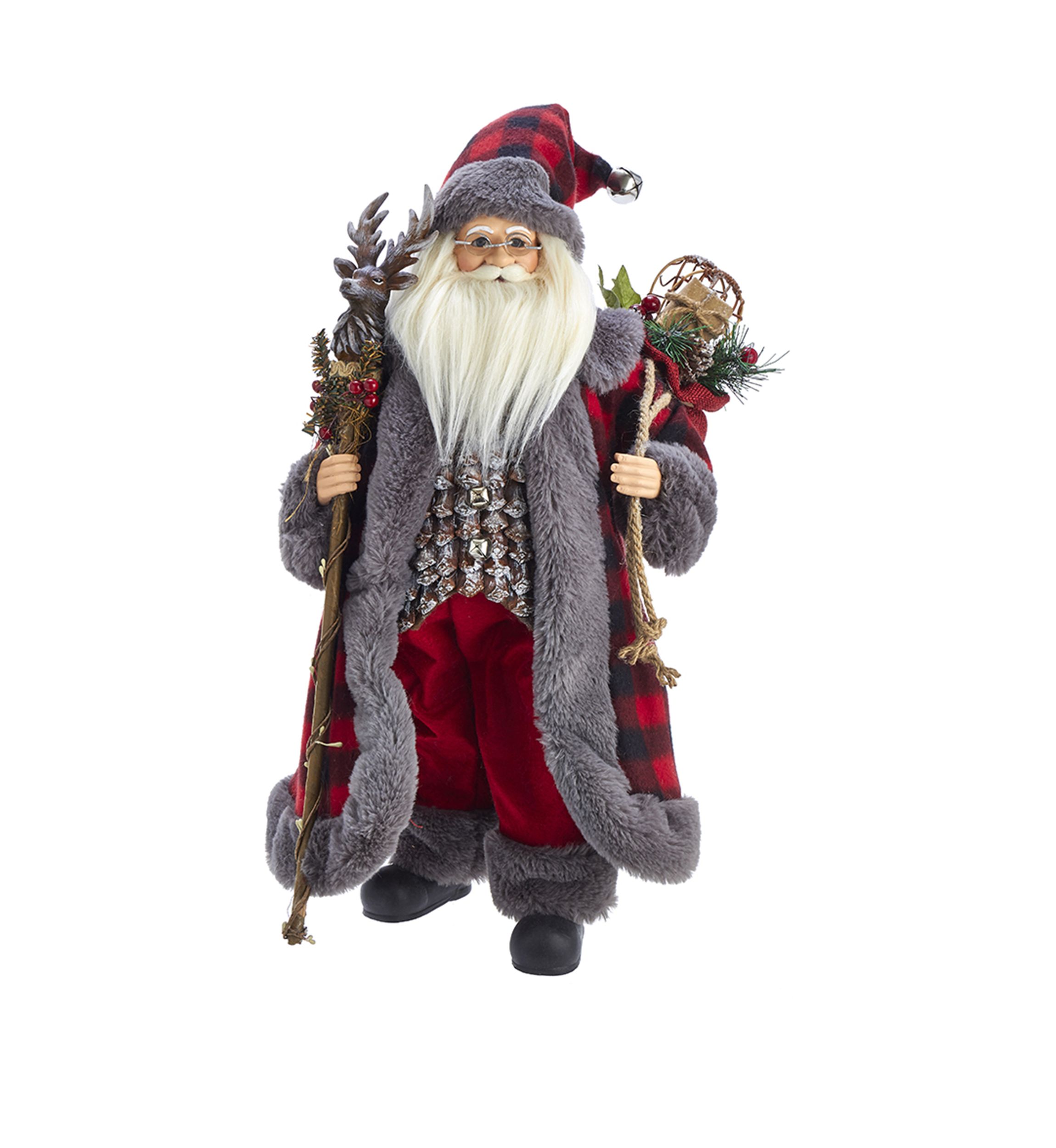 18 Inch Kringle Klaus Red and Gray Santa 