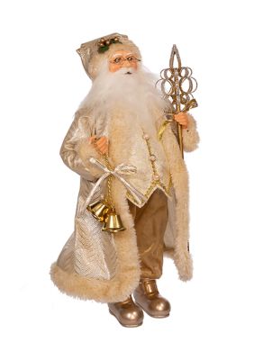 17-Inch Light Gold Santa with Staff and Bells