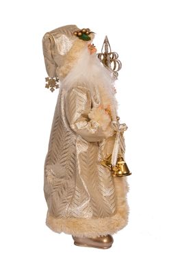 17-Inch Light Gold Santa with Staff and Bells