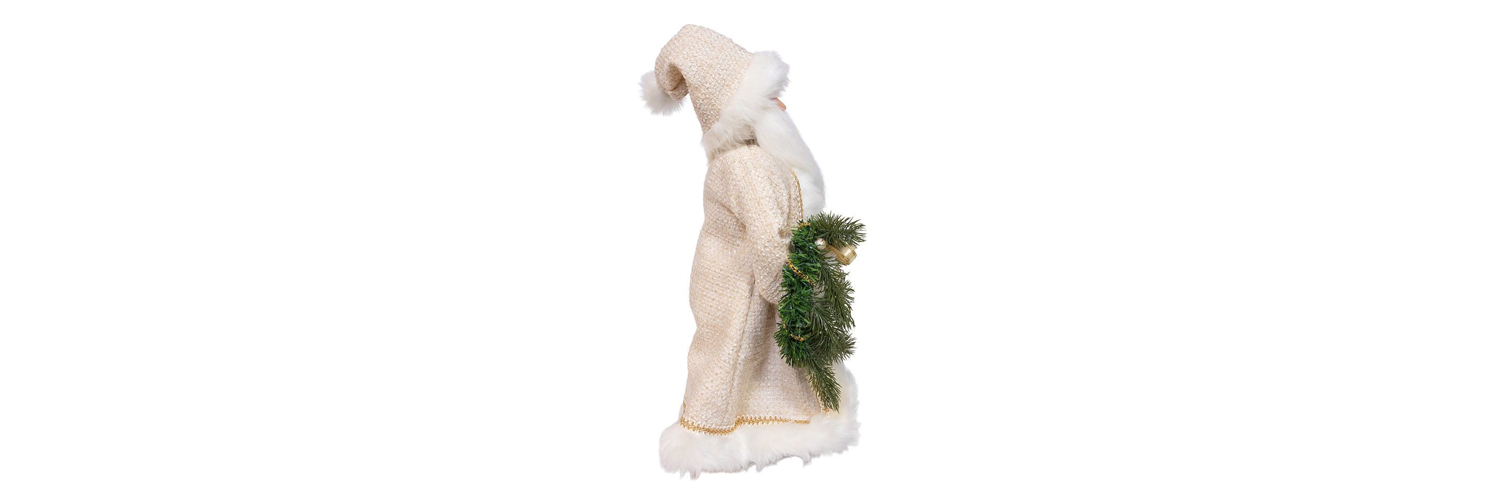 18-Inch  Kringles Cream Santa with Gift and Wreath