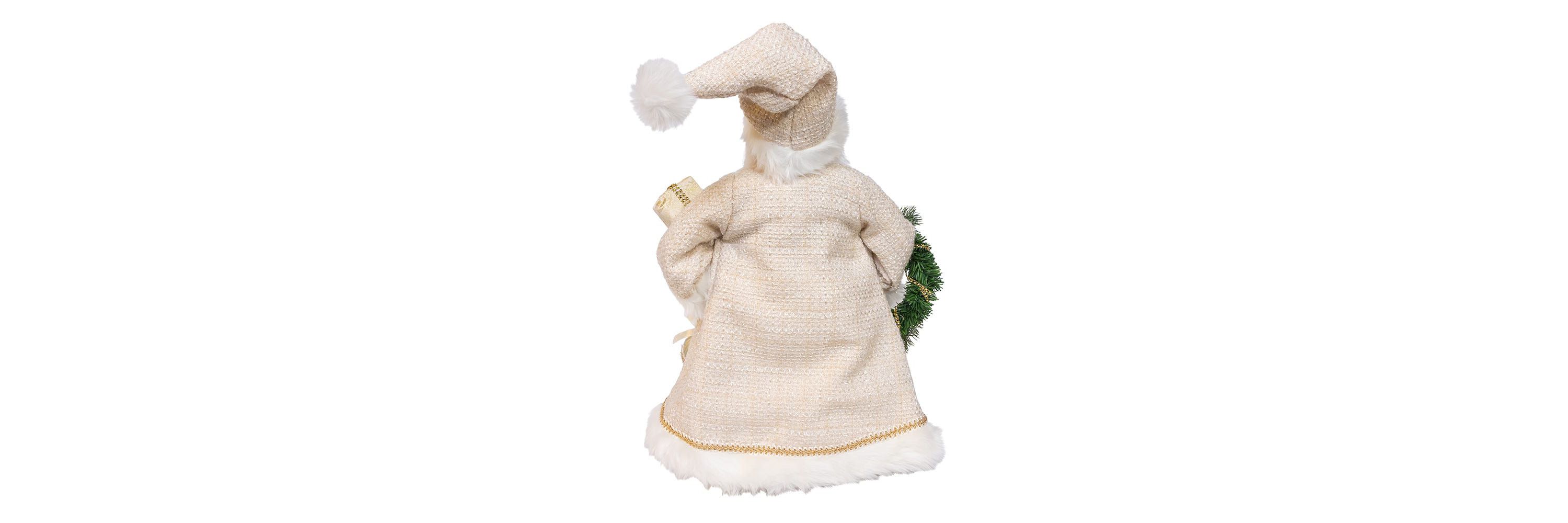 18-Inch  Kringles Cream Santa with Gift and Wreath