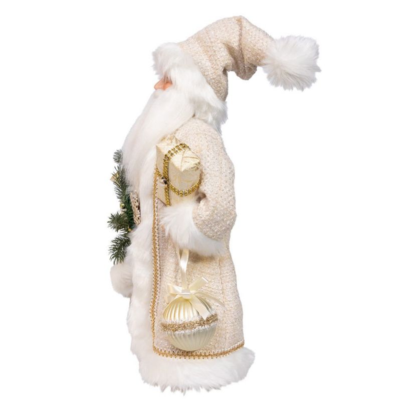 18-Inch  Kringles Cream Santa with Gift and Wreath