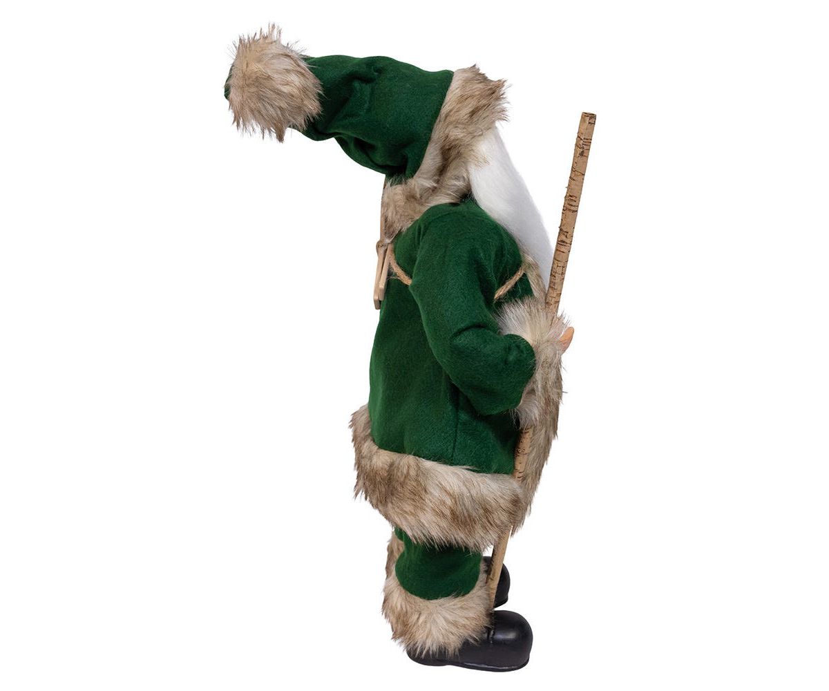 18.5-Inch Kringles Winter Green Santa with cane and lamp decoration