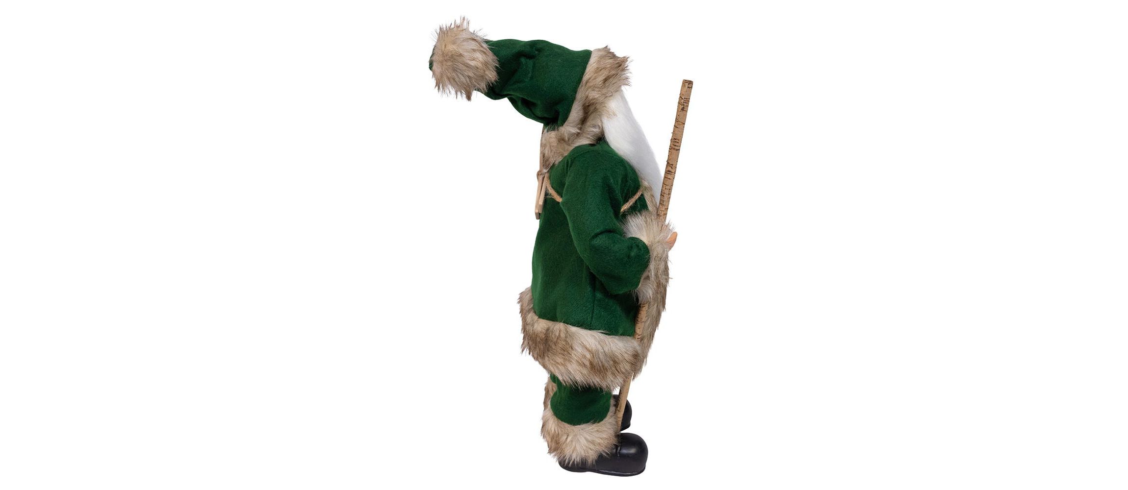 18.5-Inch Kringles Winter Green Santa with cane and lamp decoration