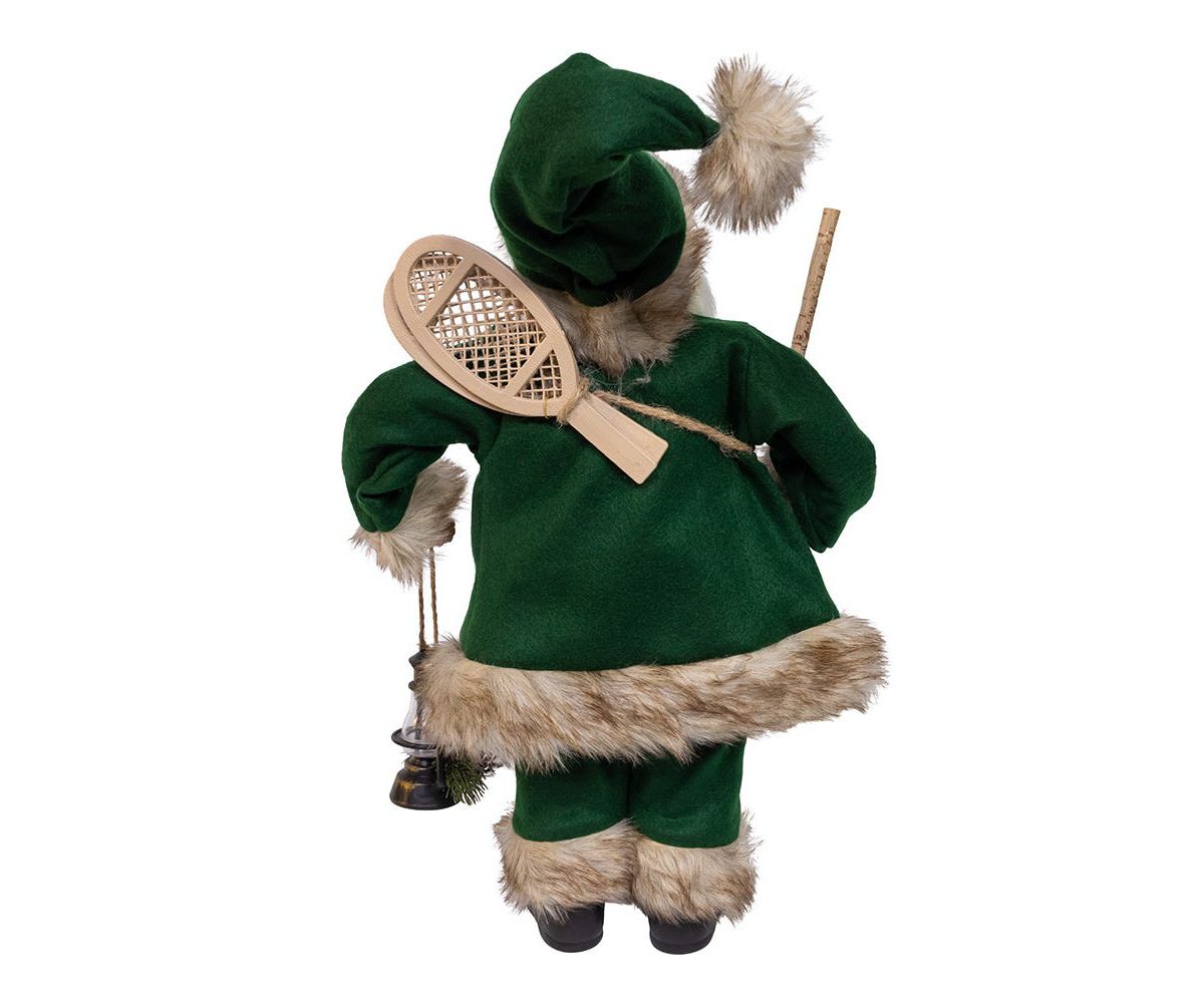 18.5-Inch Kringles Winter Green Santa with cane and lamp decoration