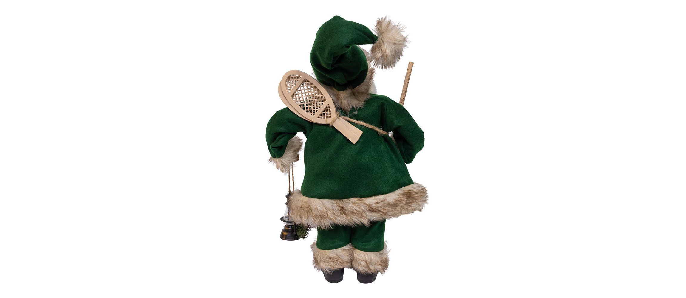18.5-Inch Kringles Winter Green Santa with cane and lamp decoration