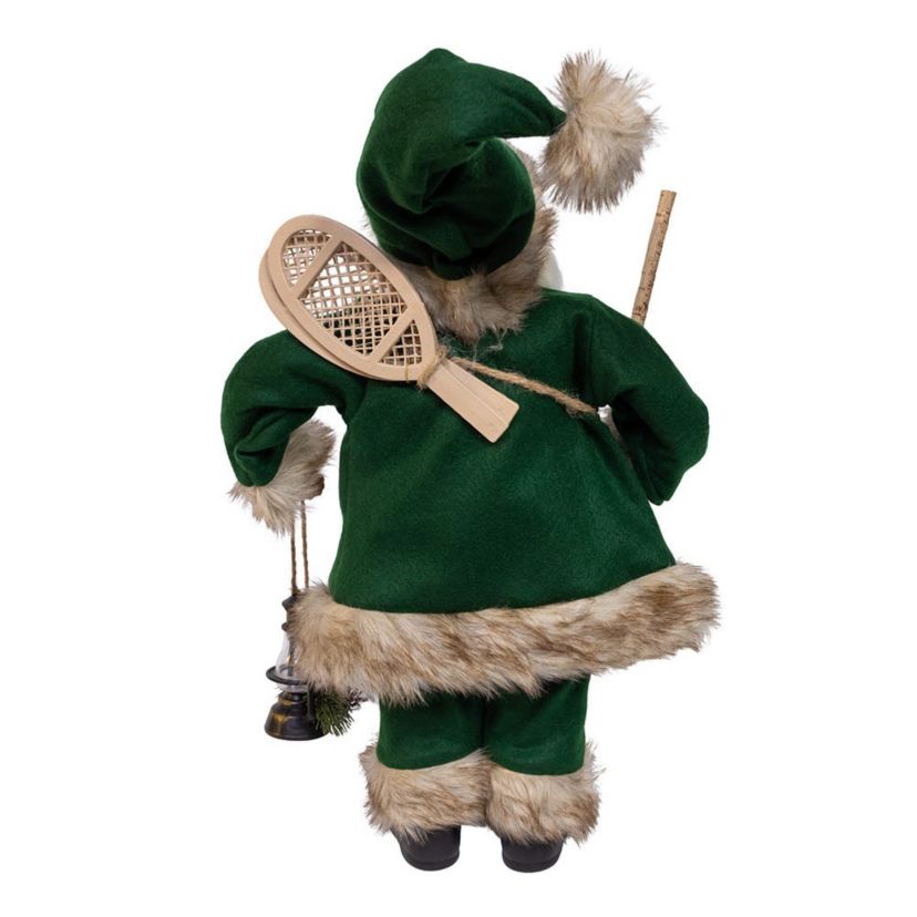 18.5-Inch Kringles Winter Green Santa with cane and lamp decoration