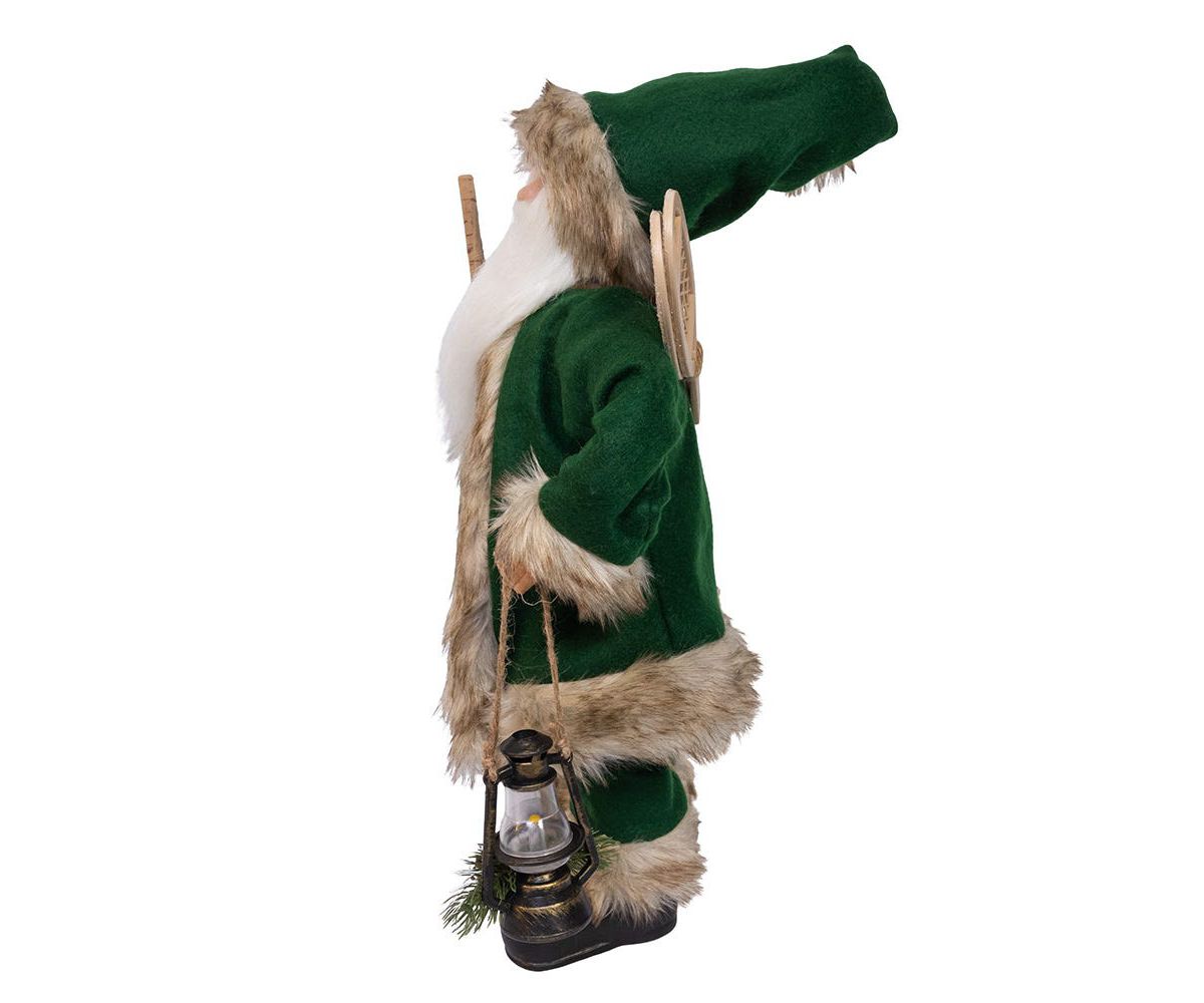 18.5-Inch Kringles Winter Green Santa with cane and lamp decoration