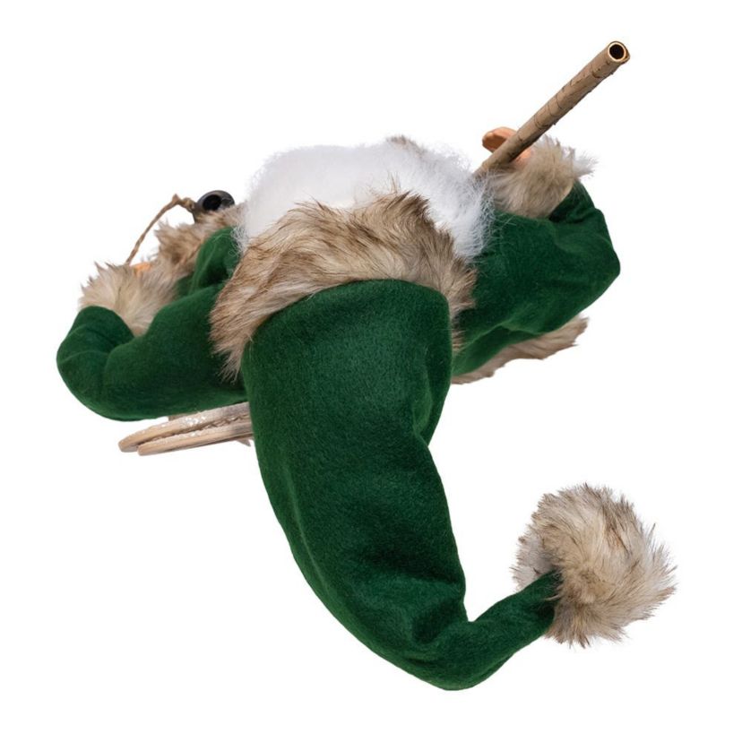18.5-Inch Kringles Winter Green Santa with cane and lamp decoration