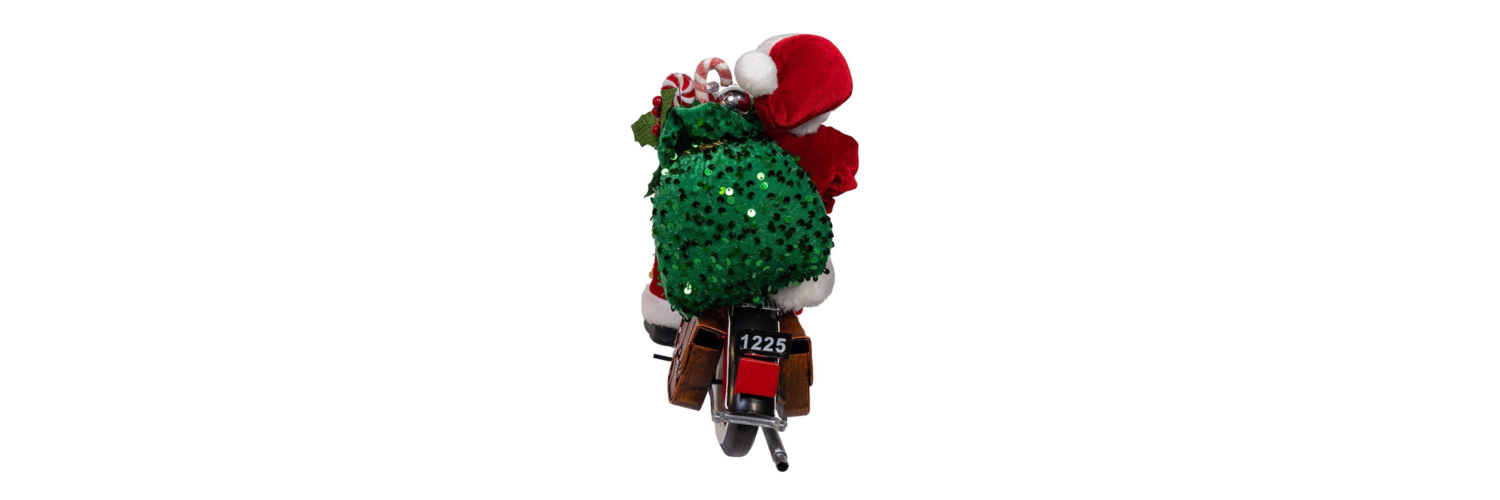 whimsical 14-Inch Kringles Motorcycle Santa with Giftbag