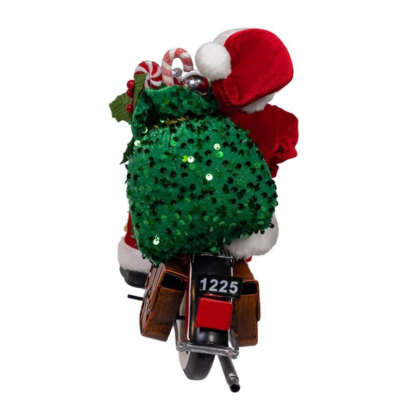 whimsical 14-Inch Kringles Motorcycle Santa with Giftbag